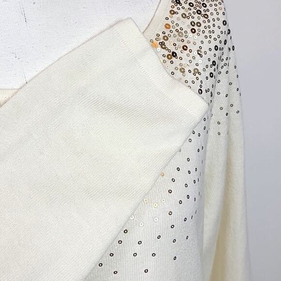 Tommy Bahama Silver Vista Ivory Embellished Sequins Cashmere Wool Sweater - med - Picture 7 of 12